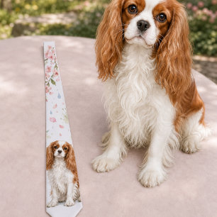 Cravate Aquarelle Cavalier King Charles Spaniel Printemps