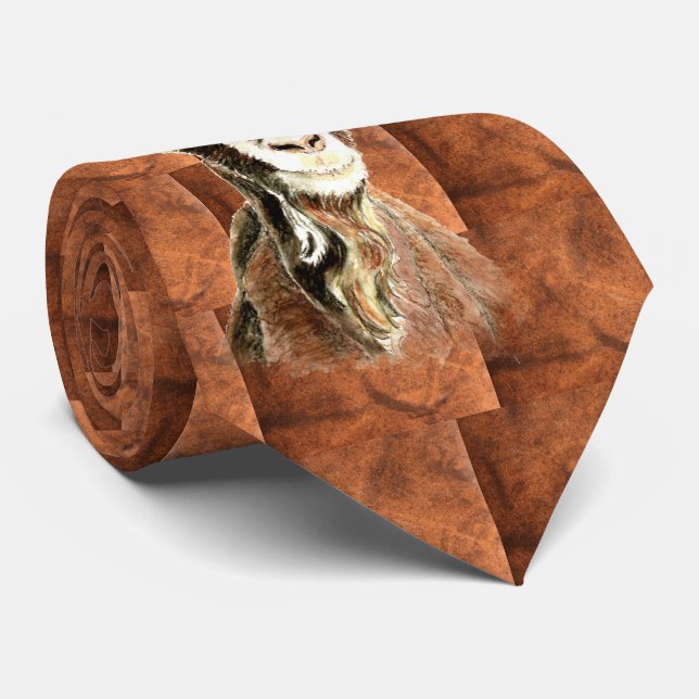 Cravate Aquarelle Chèvre ferme animal Motif Art (Roulé)
