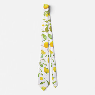 Cravate Aquarelle Citron et Feuilles 2