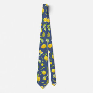 Cravate Aquarelle Citron & Feuilles 9