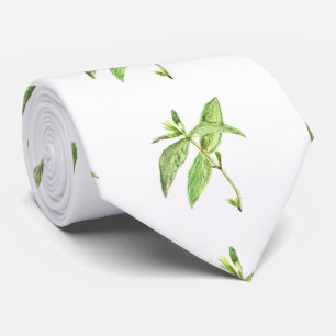Cravate Aquarelle de jardin vert plante d'herbe de menthe