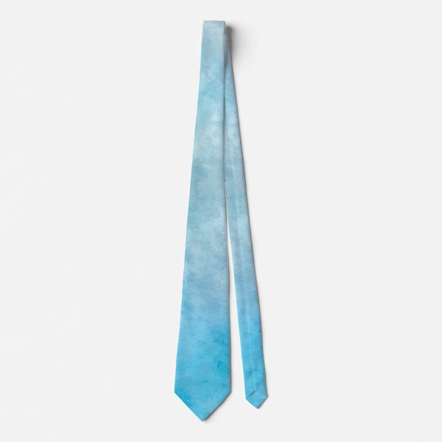 Cravate Aquarelle de nuages bleu ciel (Devant)
