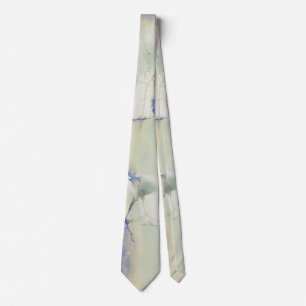 Cravate Aquarelle Décadante En Vert Et Bleu Pâles