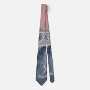 Cravate Aquarelle en marbre rose gris-noir