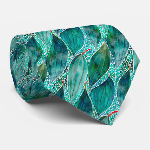 Cravate Aquarelle Eucalyptus Blue River Feuilles