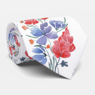 Cravate Aquarelle, fleurs.
