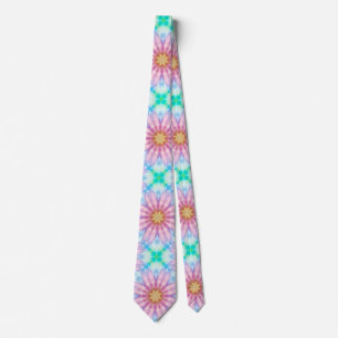 Cravate Aquarelle fractale Pastel Motif floral Abstrait