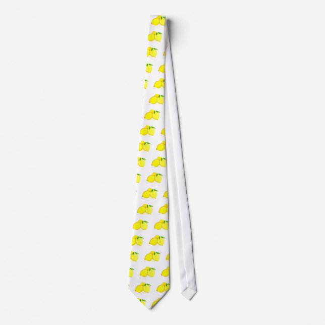 Cravate Aquarelle Fruits de citrons jaunes tropicaux (Devant)