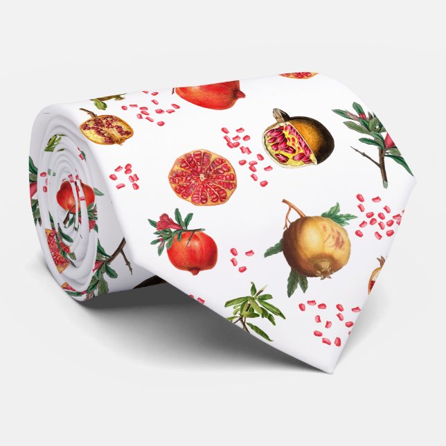 Cravate Aquarelle grenade Motif de fruits méditerranéen (Roulé)
