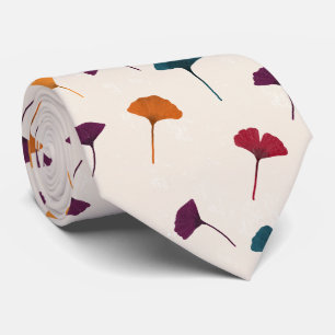 Cravate Aquarelle Motif Ginkgo Leaf Automne Couleurs d'aut