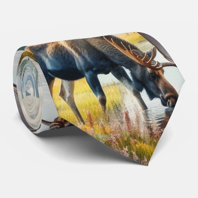 Cravate Aquarelle orignal en Alaska AI Art (Roulé)