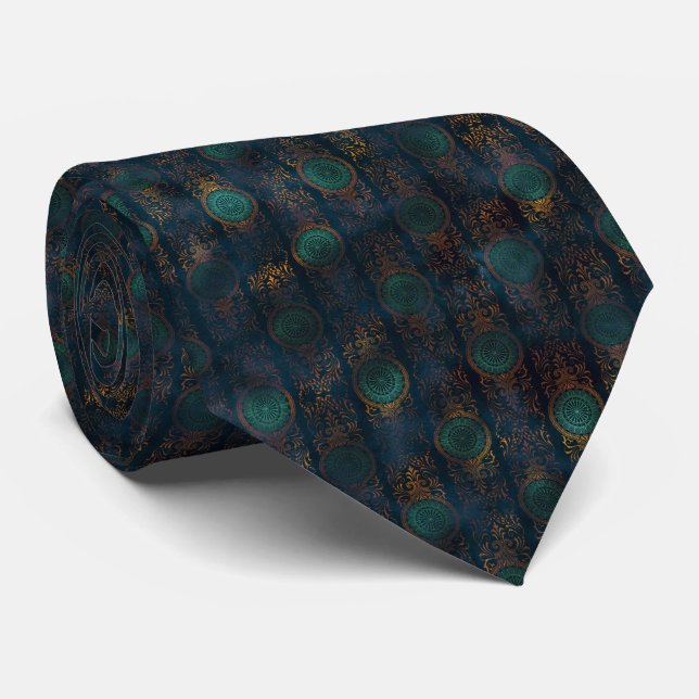 Cravate Aquarelle Patina Patina Damask Patte (Roulé)