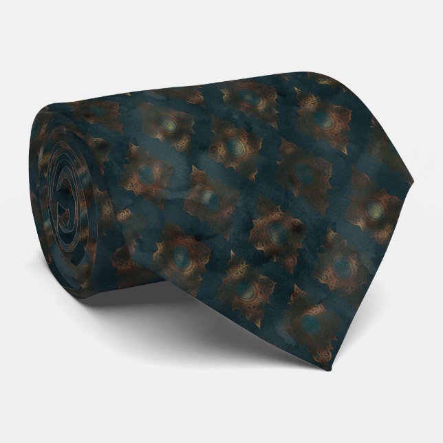 Cravate Aquarelle Patina Patina Damask Patte (Roulé)