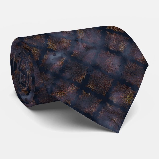 Cravate Aquarelle Patina Patina Damask Patte (Roulé)