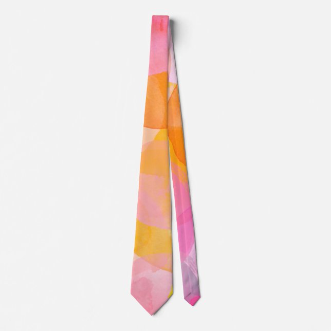 Cravate Aquarelle rose pâle Motif Abstrait (Devant)
