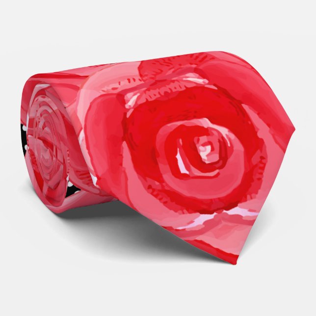 Cravate Aquarelle Roses rouges Derby floral (Roulé)