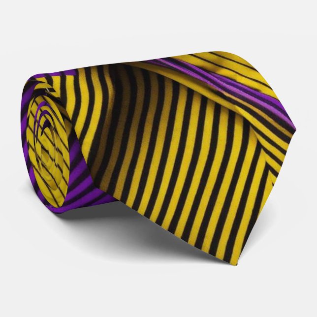 Cravate Aquarelle Unique Luxe Or Purple Print (Roulé)