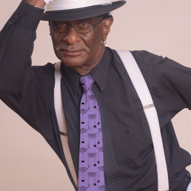 Cravate Araignées et toiles d'araignées Halloween violet (Créateur téléchargé)