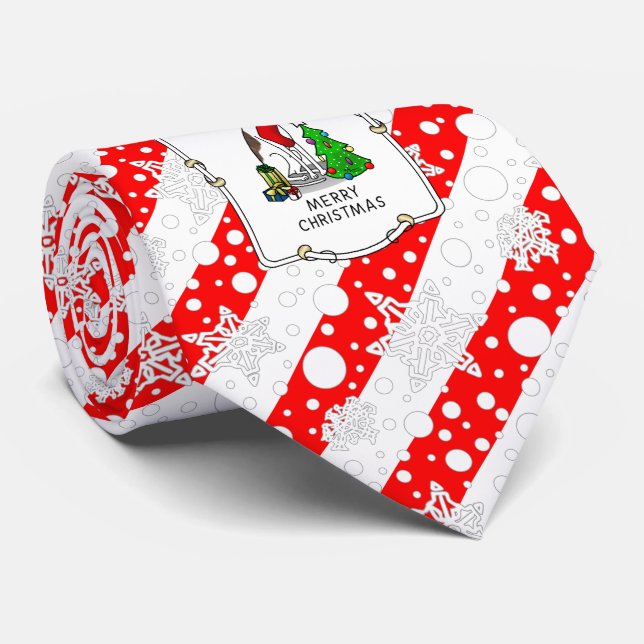 Cravate Arbre de Noël 2 Greyhound (blanc broché) Chien Amu (Roulé)