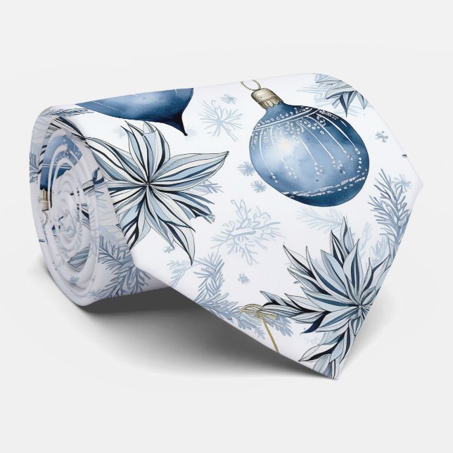 Cravate Arbre de Noël bleu Motif (Roulé)