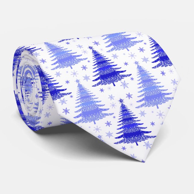 Cravate Arbre de Noël Blue Periwinkle Design Motif (Roulé)