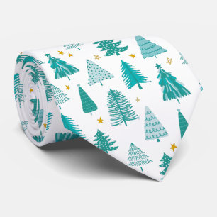 Cravate Arbre de Noël de la forêt d'hiver verte