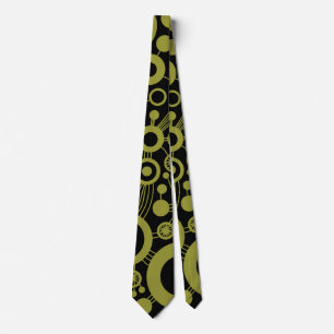 Cravate Arbre de vie Abstrait - Vert olive et noir