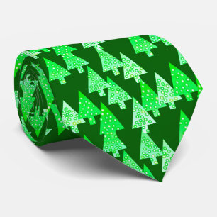 Cravate Arbres de Noël aux fleurs modernes - pin vert