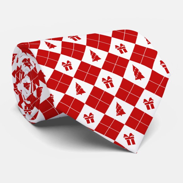 Cravate Arbres de Noël avec boîte cadeau Motif (Roulé)