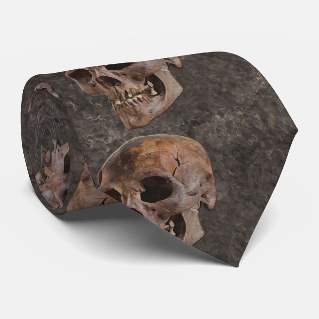 Cravate Archéologie II - Crâne sur Arrière - plan à effet  (Roulé)