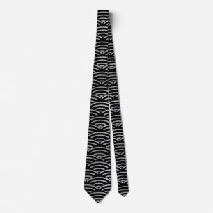 Cravate Argent géométrique de luxe sur le motif noir
