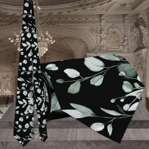 Cravate Argent Sage & Black Eucalyptus Mariage de verdure