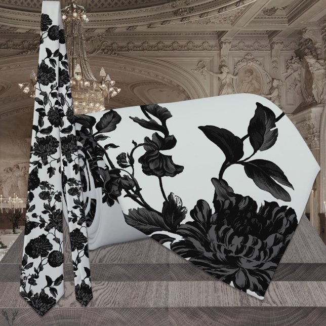 Cravate Argent Sage vert et noir Mariage Floral (Créateur téléchargé)