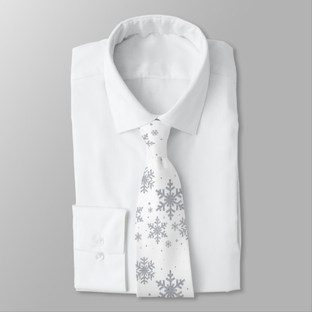 Cravate argenté de mariage d'hiver de flocons de (Attaché)