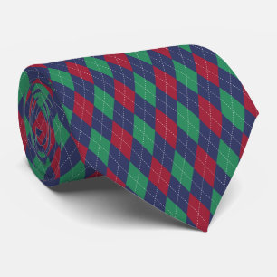 Cravate Argyle Bleu Rouge Vert Noël Classique