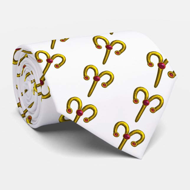 Cravate ARIES / OR ZODIAC ANNIVERSAIRE JEWEL Blanc (Roulé)