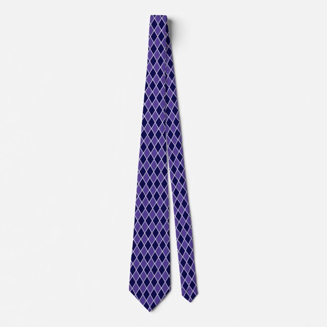 Cravate Arlequin Diamant Design couleur bleu violet (Devant)