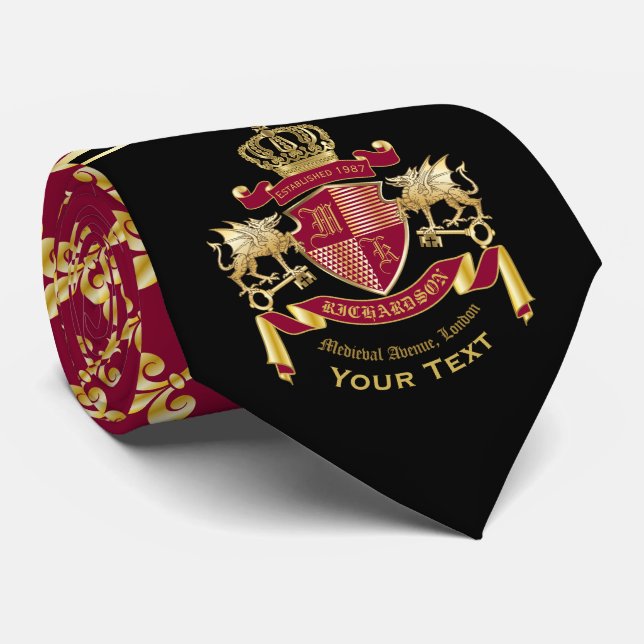 Cravate Armoiries de monogramme Emblème de couronne de dra (Roulé)