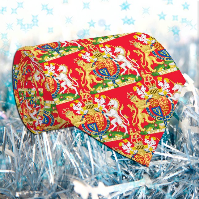 Cravate Armoiries du Royaume-Uni, drapeau britannique, rou (Créateur téléchargé)