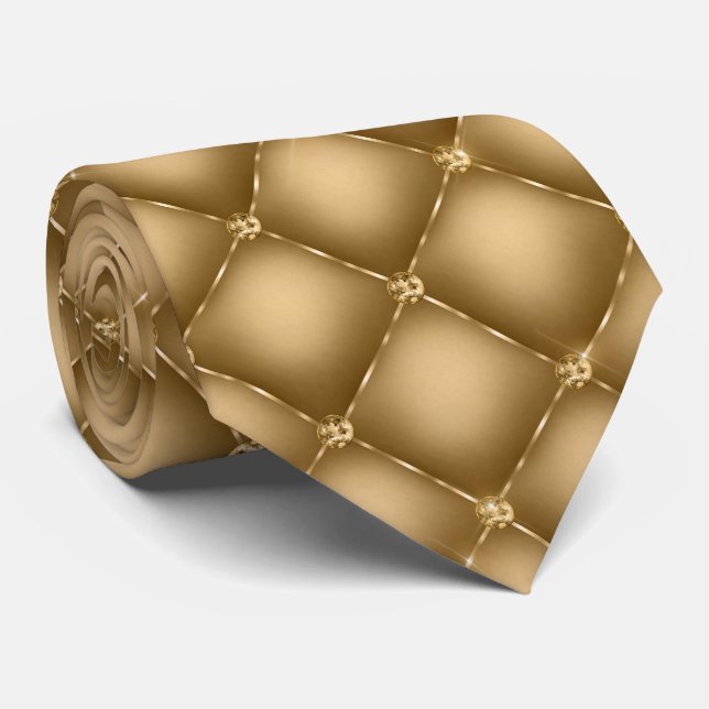 Cravate Arrière - plan Gold Grey et perles (Roulé)