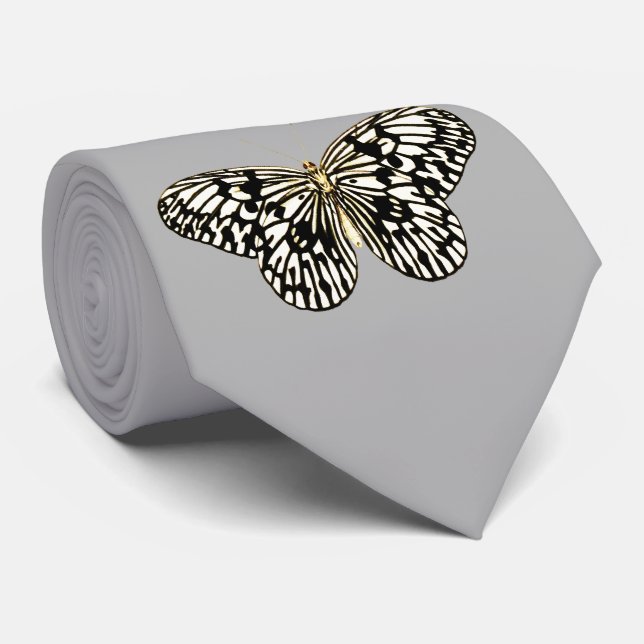 Cravate Arrière - plan gris/gris de papillon noir et (Roulé)