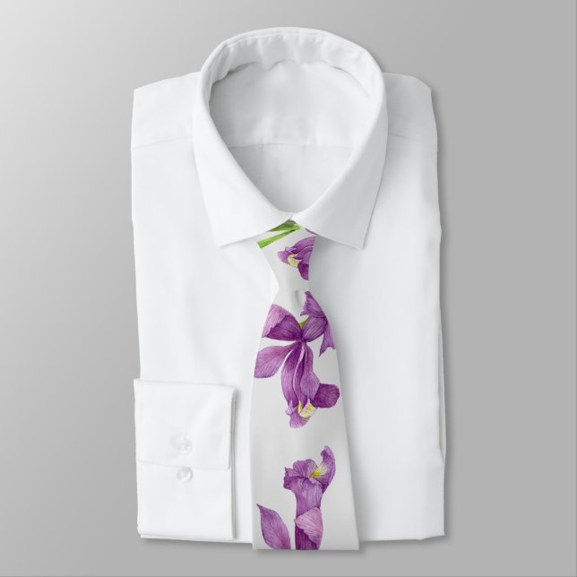 Cravate Arrière - plan violet Iris Botanique Floral Grey (Attaché)