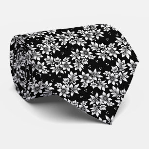 Cravate Art Abstrait d'illustration en noir et blanc