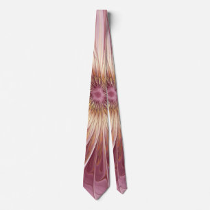 Cravate Art Abstrait Fractal Fleur & Tons de Bourgogne