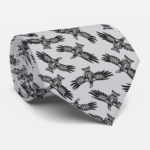 Cravate Art autochtone du Nord-Ouest Columbia Raven Eagle