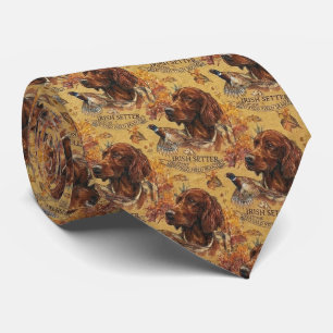 Cravate Art de chasse d'automne Setter Irlandais et Faisan