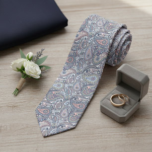 Cravate Art de Paisley en rose pastel et bleu clair élégan