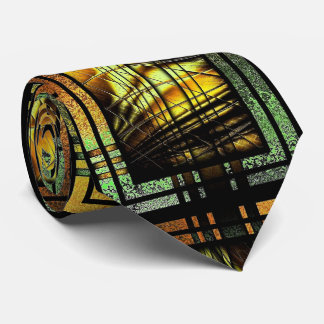 Cravate Art Déco En Vert Et Or