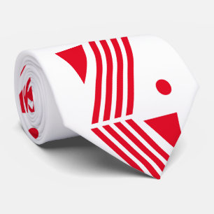 Cravate art déco motif en rouge rouge et blanc festif