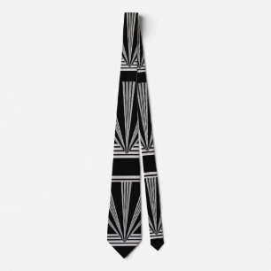 Cravate Art Déco Noir Argent 2